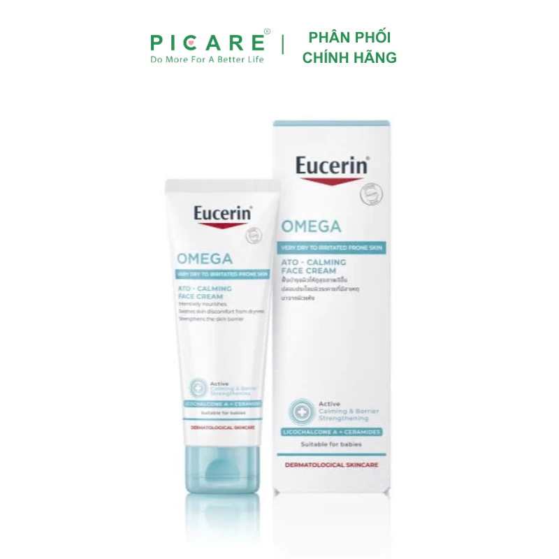Kem Dưỡng Giảm Ngứa, Đỏ Cho Da Mặt Eucerin Omega Ato Calming Face Cream 50ml