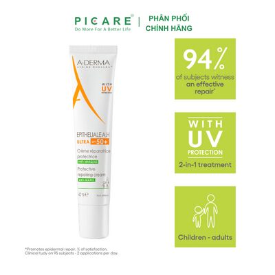 Kem hỗ trợ liền sẹo phục hồi và tái tạo da bị tổn thương có chống nắng A-Derma Epitheliale A.H Ultra SPF50+ Cr 40ml