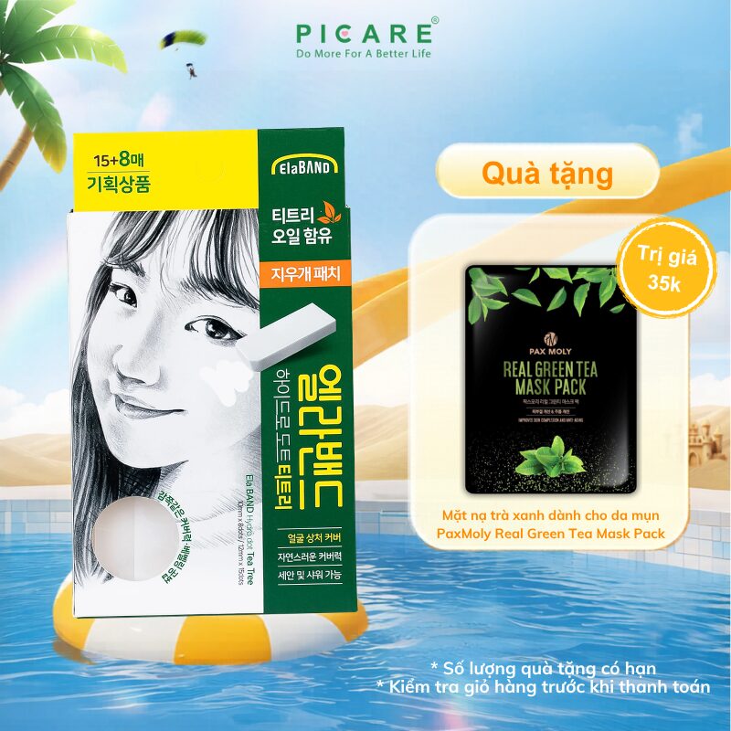 Miếng Dán Hỗ Trợ Điều Trị Mụn Elaband Hydro Dot Tea Tree ( 23 miếng)