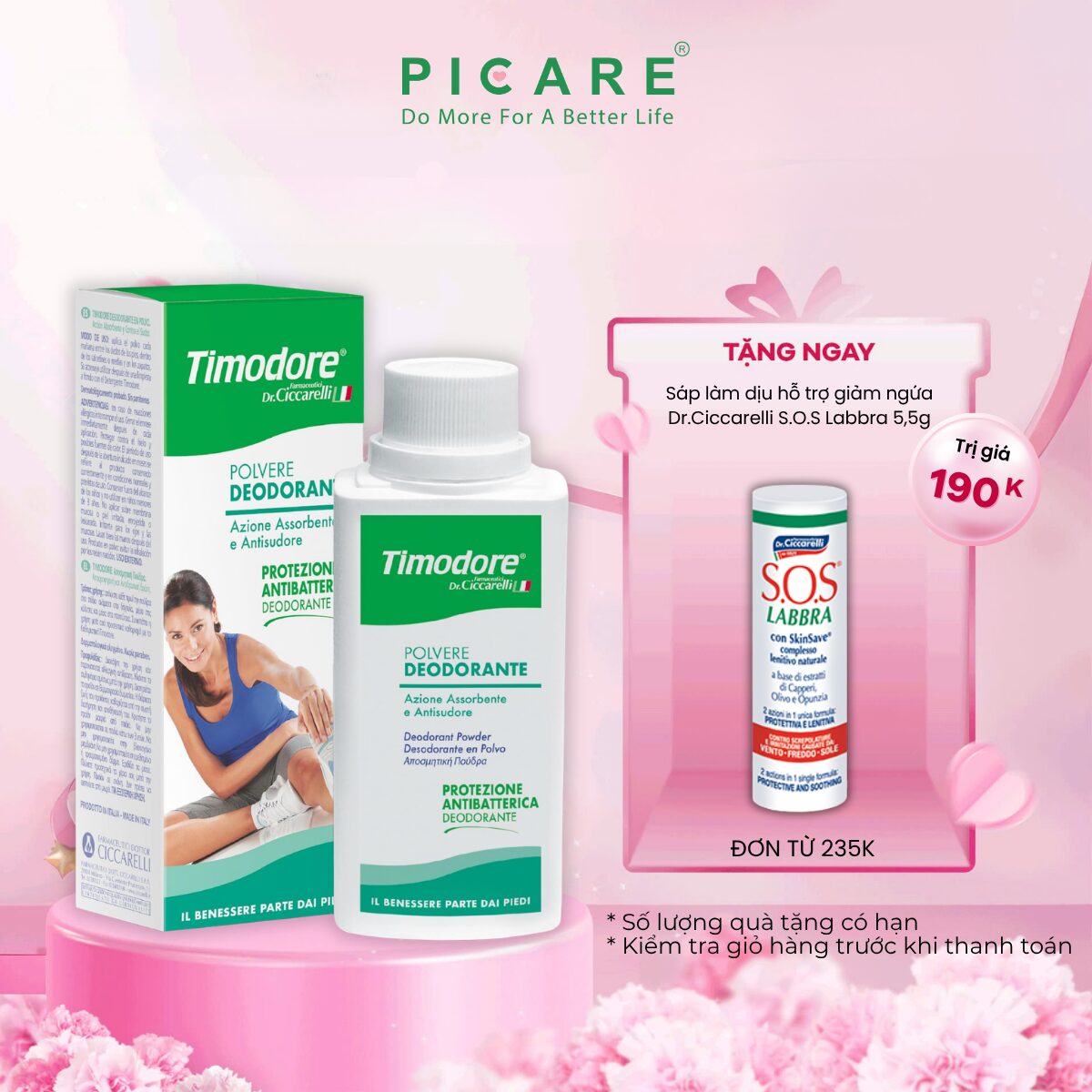 Phấn khử mùi chân và giày khô ráo 24h Timodore Deodorant Power - 250g