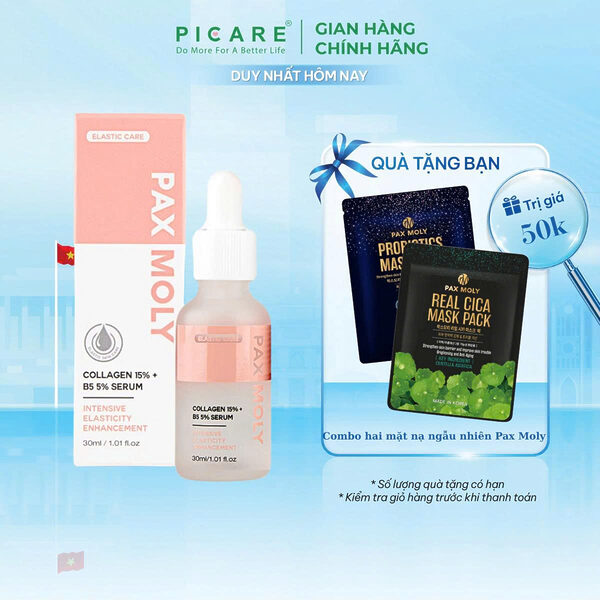 Tinh chất giúp cải thiện độ đàn hồi và làm dịu cho da nhạy cảm Pax Moly Collagen 15% + B5 5% Serum 30ml