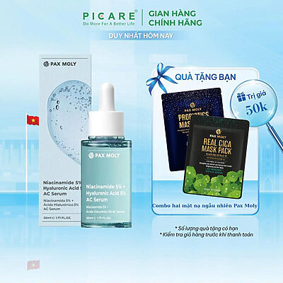 Tinh chất giúp dưỡng ẩm sâu và làm đều màu da Pax Moly Niacinamide 5% + Hyaluronic Acid 5% AC Serum 50ml