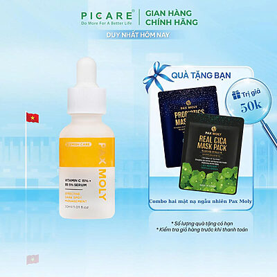 Tinh chất dưỡng sáng và làm giảm các dấu hiệu da thâm sạm PAX MOLY Vitamin C 15% + B5 5% Serum 30ml