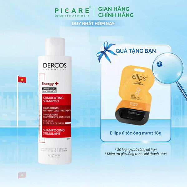 Dầu gội ngăn ngừa và giảm rụng tóc Vichy Dercos Energising Aminexil Stimulating Shampoo 200ml
