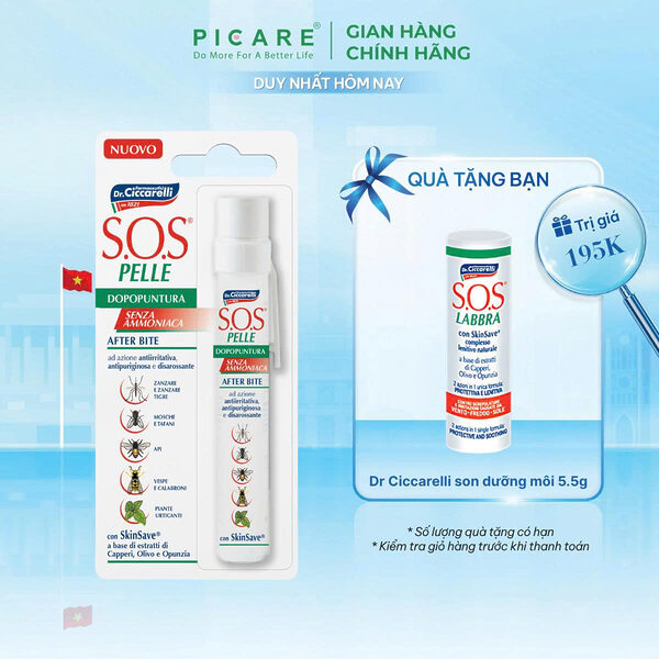 Bút chấm muỗi, côn trùng đốt làm dịu và giảm ngứa- S.O.S PELLE After Bite Pen 15ml
