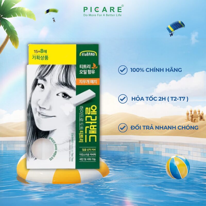 Miếng Dán Hỗ Trợ Điều Trị Mụn Elaband Hydro Dot Tea Tree ( 23 miếng)