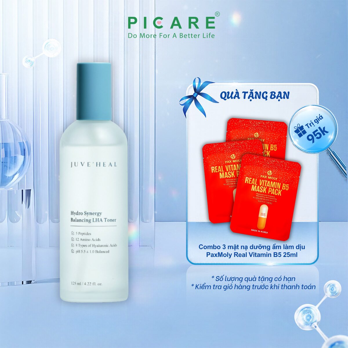 Nước cân bằng cấp ẩm dưỡng sáng da Juve'Heal Hydro Synergy Balancing LHA Toner 125ml