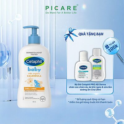 [02/2027] Sữa Dưỡng Ẩm Dịu Lành Cho Bé Cetaphil Baby Lotion With Organic Calendula 400ml