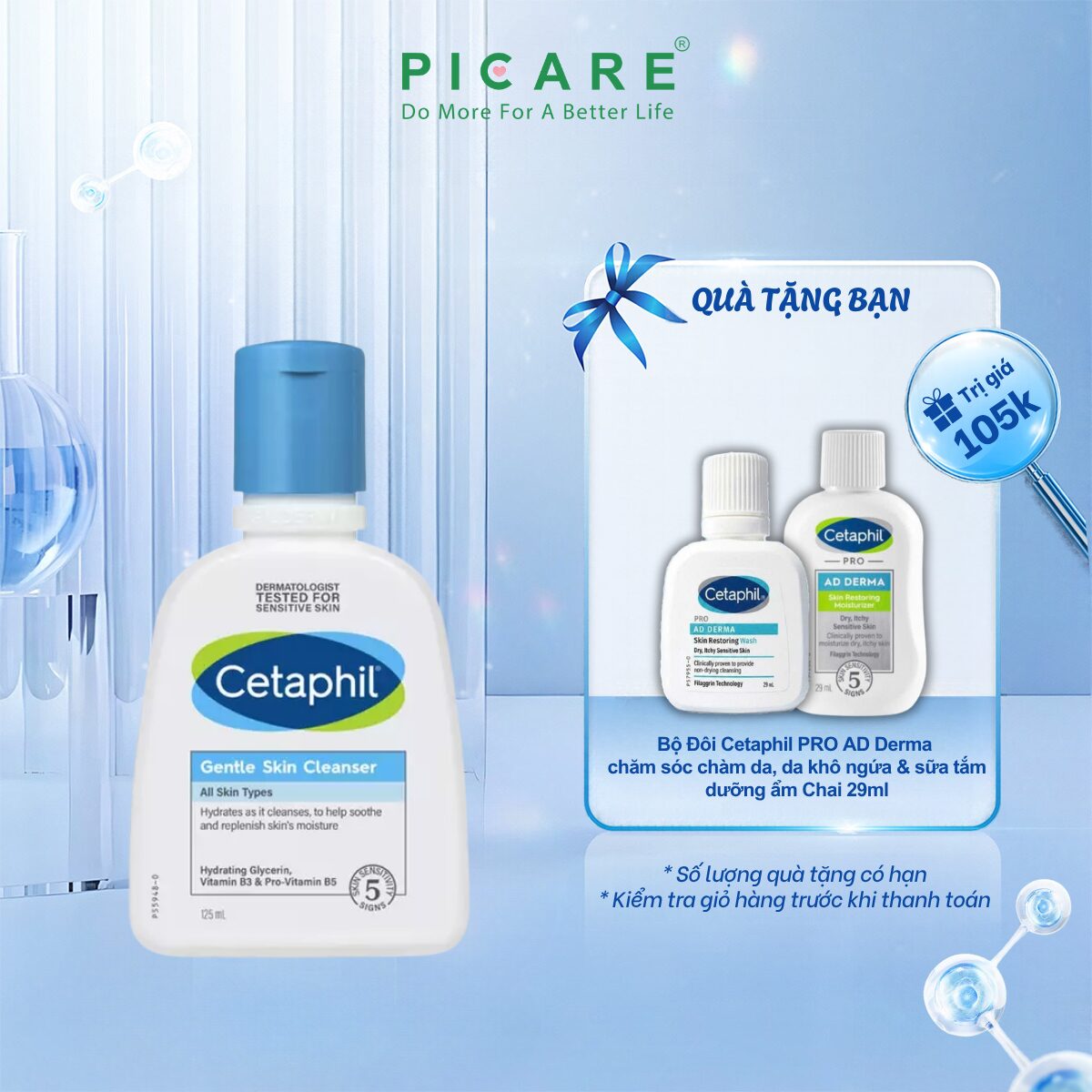 Sữa Rửa Mặt Dịu Lành Cho Da Nhạy Cảm Cetaphil Gentle Skin Cleanser 125ml