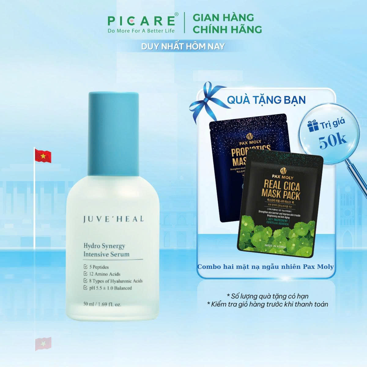 Tinh chất dưỡng sáng da cấp ẩm hỗ trợ phục hồi Juve'Heal Hydro Synergy Intensive Serum 50ml