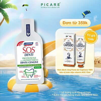 Nước súc miệng giảm mảng bám vôi răng, bảo vệ răng và nướu - S.O.S DENTI Mouthwash With Chlorhexidine 400 ml