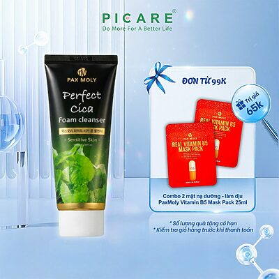 Sữa rửa mặt tạo bọt Rau má giúp làm sạch sâu và giảm bã nhờn PaxMoly Perfect Cica Foam Cleanser 100ml