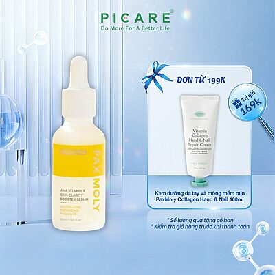 Tinh chất giúp dưỡng sáng, cải thiện độ đàn hồi cho da PaxMoly AHA Vitamin E Skin Clarity Booster Serum 30ml