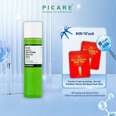 Nước hoa hồng rau má giúp làm dịu và dưỡng ẩm cho da PaxMoly Dr. JK MULTI Solution Vitamin Cica Toner 160ml