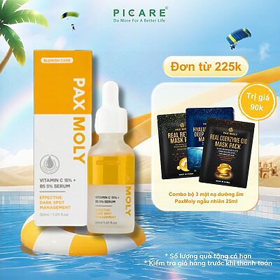 Tinh chất dưỡng sáng và làm giảm các dấu hiệu da thâm sạm PAX MOLY Vitamin C 15% + B5 5% Serum 30ml
