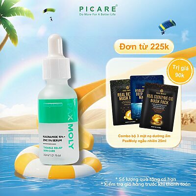 Tinh chất giúp cân bằng dầu thừa và se khít lỗ chân lông Pax Moly Niacinamide 15% + Zinc 5% Serum 30ml