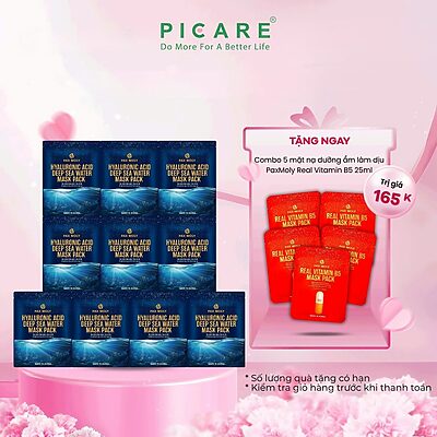 Mặt nạ dưỡng ẩm sâu làm dịu kích ứng trên da khô PaxMoly Hyaluronic Acid Deep Sea Water Mask Pack ( Hộp 10 miếng )