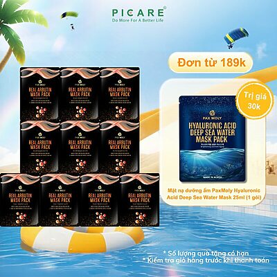 Mặt nạ dưỡng ẩm giúp dưỡng sáng và làm đều màu da PAX MOLY Real Arbutin Mask Pack 25ml ( Hộp 10 miếng )