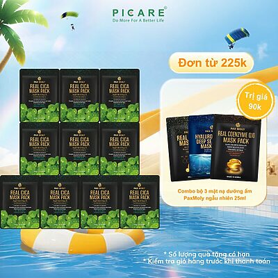 Mặt nạ dưỡng ẩm làm dịu hỗ trợ giảm kích ứng Pax Moly Real Cica Mask Pack 25ml ( Hộp 10 miếng )