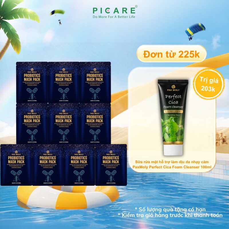 Mặt nạ dưỡng cấp ẩm và cải thiện các vấn đề da PaxMoly Probiotics Mask Pack Hộp 10 miếng