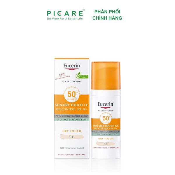 Kem Chống Nắng Che Khuyết Điểm Eucerin Sun Dry Touch CC Oil COntrol SPF50+ 50ml