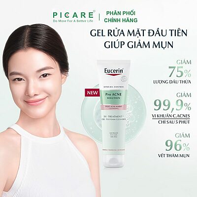 Alternative view of Gel rửa mặt cho da mụn Eucerin 3X Treatment Gel To Foam Cleanser 150G