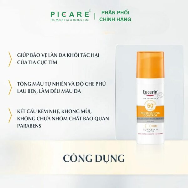 Kem Chống Nắng Che Khuyết Điểm Eucerin Sun Dry Touch CC Oil COntrol SPF50+ 50ml - Ảnh 2