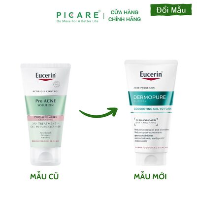 Gel rửa mặt cho da mụn Eucerin Dermopure Clinical Correcting Gel To Foam 75ml