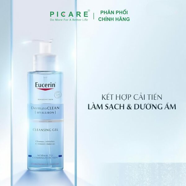 Gel rửa mặt cấp ẩm cho da nhạy cảm Eucerin DermatoCLEAN Cleansing Gel 200ml - Ảnh 4