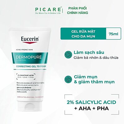 Alternative view of Gel rửa mặt cho da mụn Eucerin Dermopure Clinical Correcting Gel To Foam 75ml