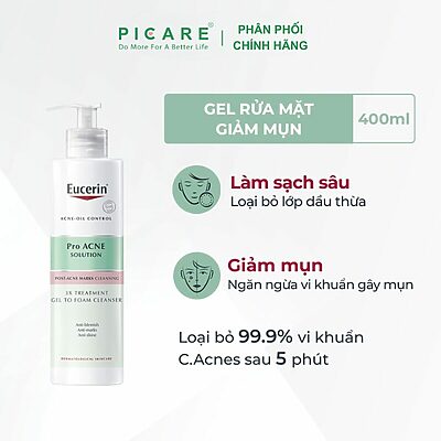 Alternative view of Gel rửa mặt cho da mụn Eucerin 3X Treatment Gel To Foam Cleanser 400ML