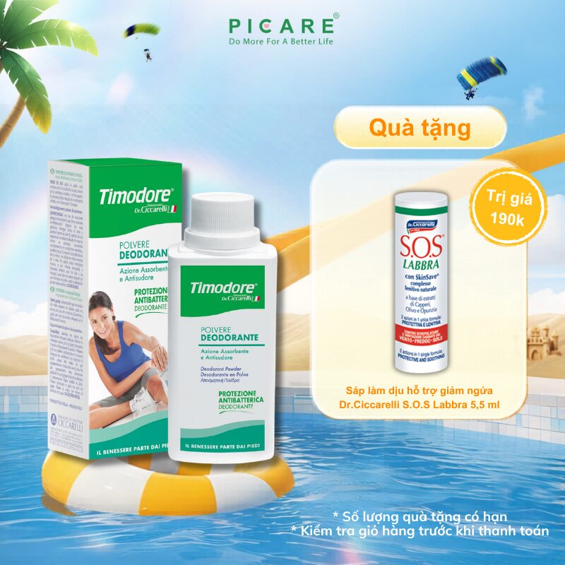 Phấn khử mùi chân và giày khô ráo 24h Timodore Deodorant Power - 250g