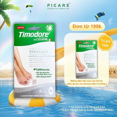Miếng dán đệm hỗ trợ loại bỏ mụn cóc Timodore 9 miếng/gói - Timodore Corn Pads Plasters For Hard Corns 9 pcs