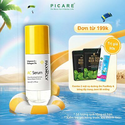 Tinh chất giúp dưỡng sáng, cải thiện độ đàn hồi và dưỡng ẩm cho da PAXMOLY Vitamin C + Collagen 5% AC Serum 50ml