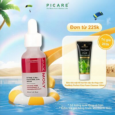 Tinh chất giúp làm mờ thâm và các dấu hiệu lão hoá PaxMoly Retinol 0.3% + Bakuchiol 0.5% Serum 30ml