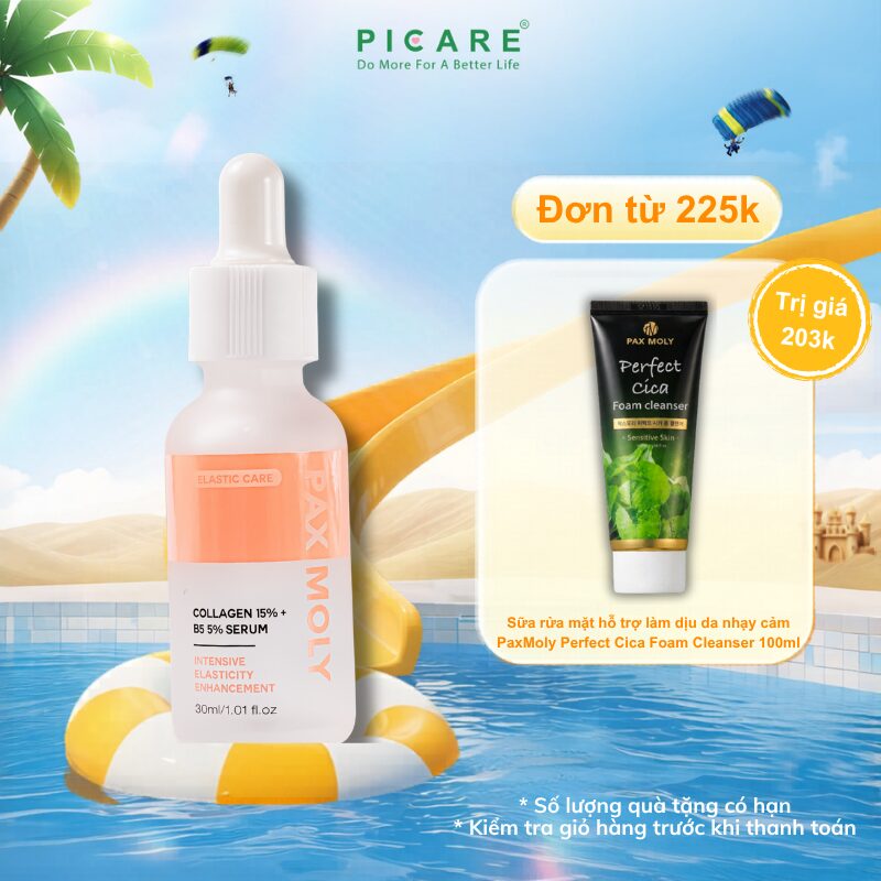 Tinh chất giúp cải thiện độ đàn hồi và làm dịu cho da nhạy cảm PaxMoly Collagen 15% + B5 5% Serum 30ml
