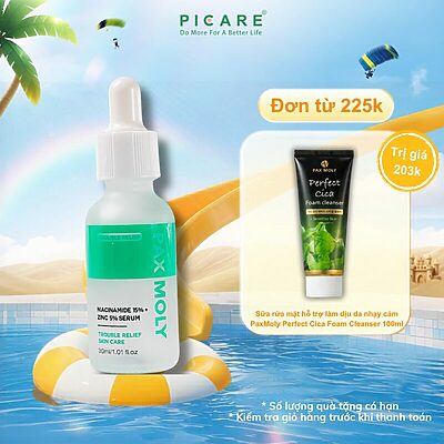 Tinh chất giúp cân bằng dầu thừa và se khít lỗ chân lông PaxMoly Niacinamide 15% + Zinc 5% Serum 30ml