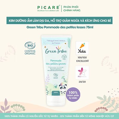 Kem dưỡng ẩm làm dịu da hỗ trợ giảm ngứa và kích ứng cho bé Green Tribu Pommade des petites fesses 75ml