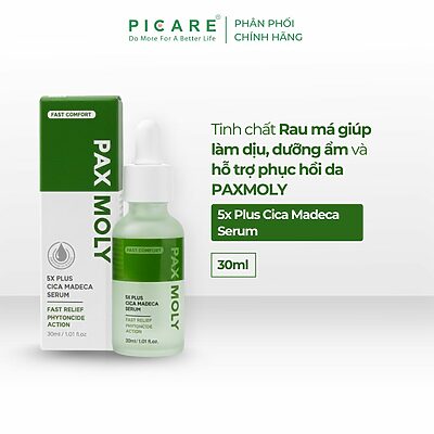 Tinh chất Rau má giúp làm dịu, dưỡng ẩm và hỗ trợ phục hồi da Pax Moly 5x Plus Cica Madeca Serum 30ml