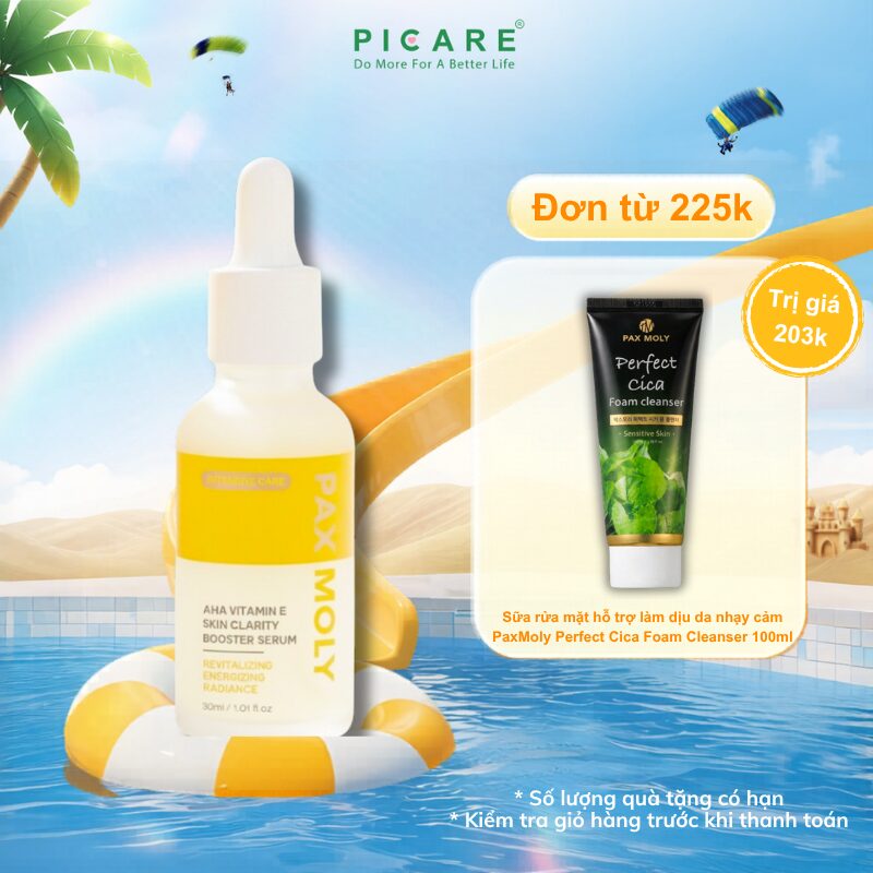 Tinh chất giúp dưỡng sáng, cải thiện độ đàn hồi cho da PaxMoly AHA Vitamin E Skin Clarity Booster Serum 30ml