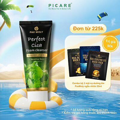 Sữa rửa mặt tạo bọt Rau má giúp làm sạch sâu và giảm bã nhờn Pax Moly Perfect Cica Foam Cleanser 100ml