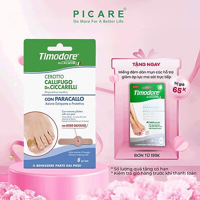 Miếng dán loại bỏ mụn cóc Timodore 6 miếng/gói - Timodore Corn Removers Plasters With Corn Pad And Adhesive Fastening Flaps 6 pcs