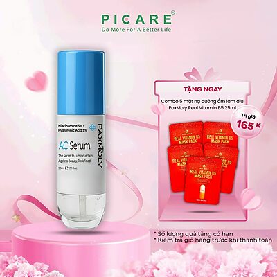 Tinh chất giúp dưỡng ẩm sâu và làm đều màu da PaxMoly Niacinamide 5% + Hyaluronic Acid 5% AC Serum 50ml