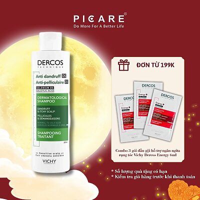 Dầu gội giảm gàu cho da đầu dầu ngứa Vichy Dercos Anti Dandruff DS Dermatological Shampoo 200ml