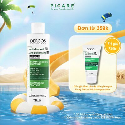 Dầu gội giảm gàu cho da đầu dầu ngứa Vichy Dercos Anti Dandruff DS Dermatological Shampoo 200ml