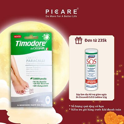 Miếng dán đệm hỗ trợ loại bỏ mụn cóc Timodore 9 miếng/gói - Timodore Corn Pads Plasters For Hard Corns 9 pcs