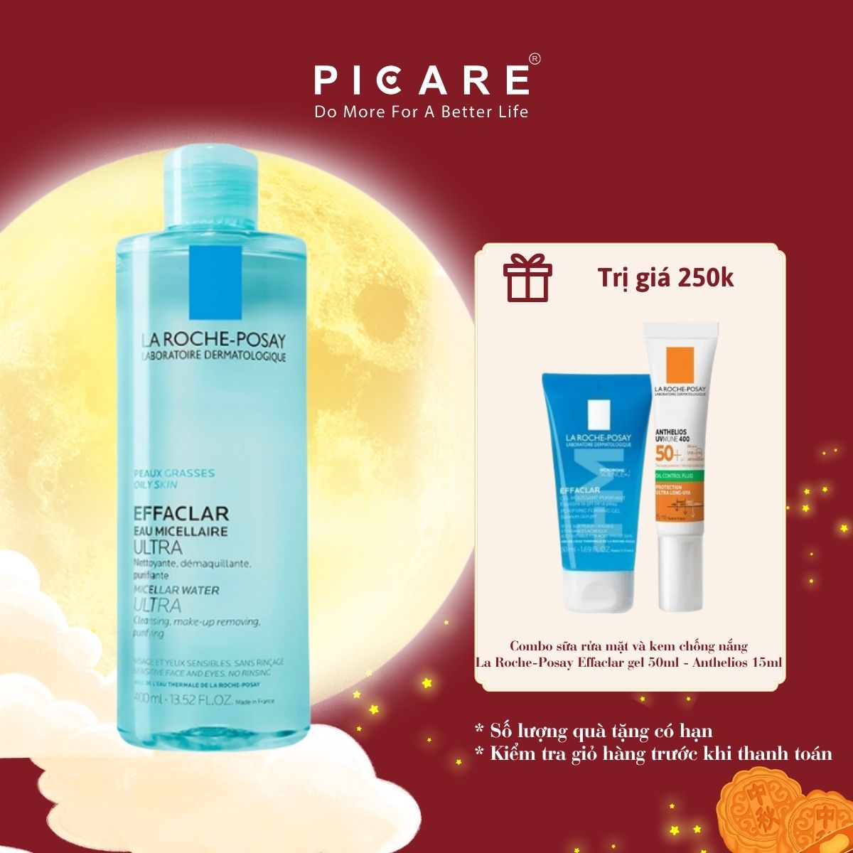 Nước Tẩy Trang & Làm Sạch Sâu Dành Cho Da Dầu Nhạy Cảm La Roche-Posay Effaclar Micellar Water 400ml