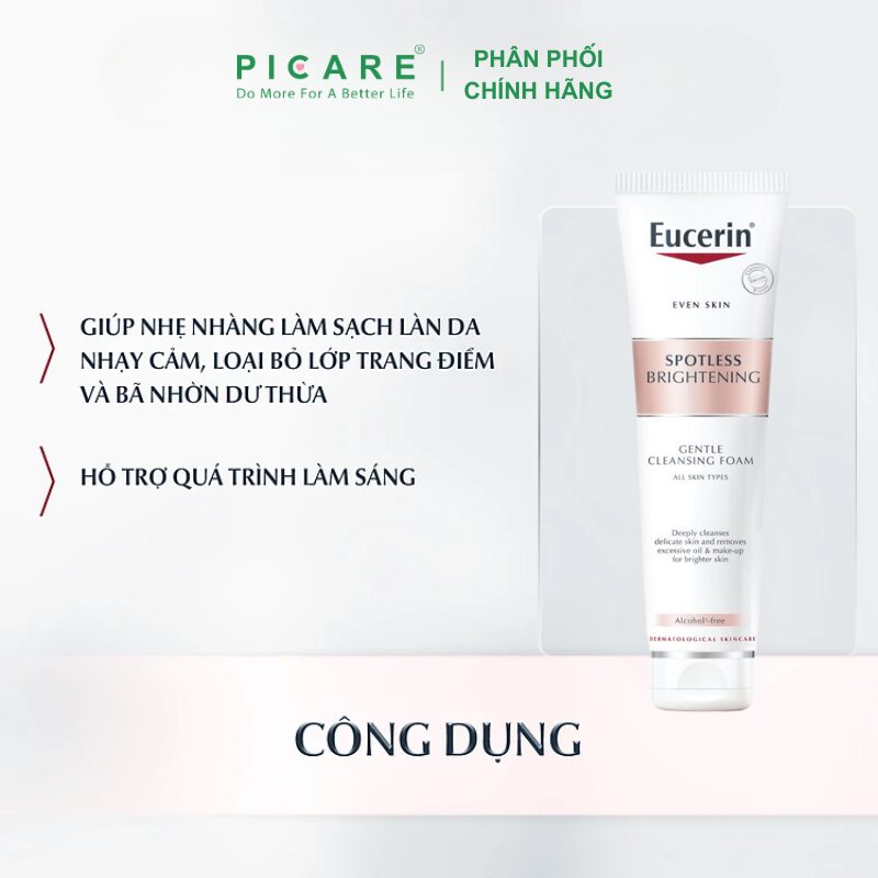 Sữa rửa mặt trắng da Eucerin Spotless Brightening Gentle Cleansing Foam 50g - Ảnh 3
