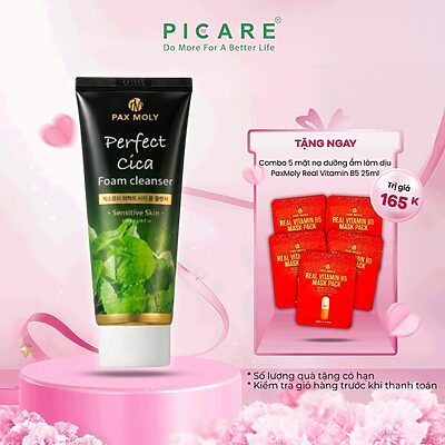 Sữa rửa mặt tạo bọt Rau má giúp làm sạch sâu và giảm bã nhờn PaxMoly Perfect Cica Foam Cleanser 100ml