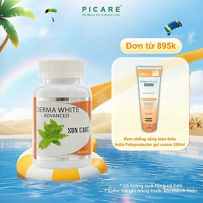 Viên uống chống nắng chống oxi hóa hỗ trợ bảo vệ da Derma White Advance Sun Care 60 viên
